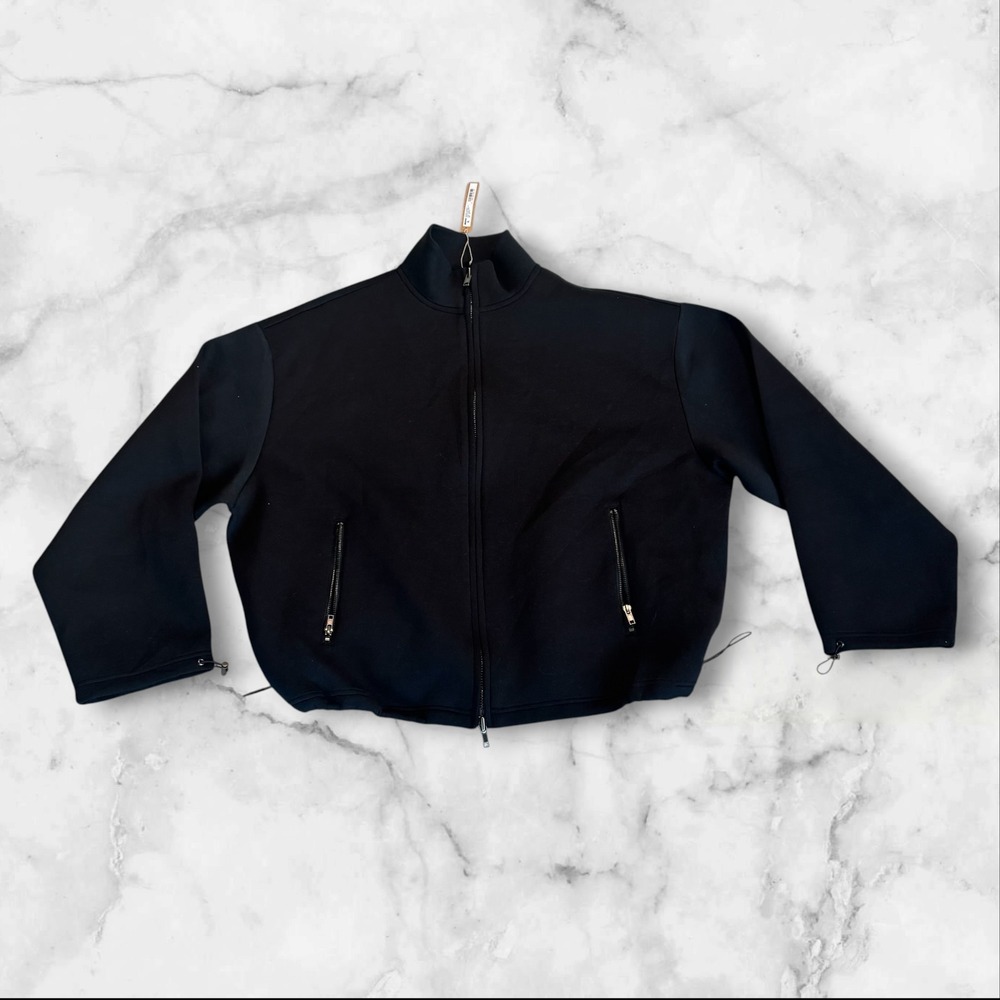 SKIMS Neoprene Outerwear Oversized Mock Neck Zip Up Jacket Obsidian Black XS